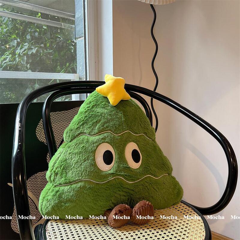Trendy Christmas Tree Pillow Big-Eyed Plush Toy for Bay Window Tatami Cushion Dormitory Sofa Pillow Gift