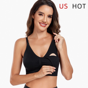 Cross-Border New plus size nursing bra wireless pregnant women yoga sports front buckle big chest pregnancy underwear