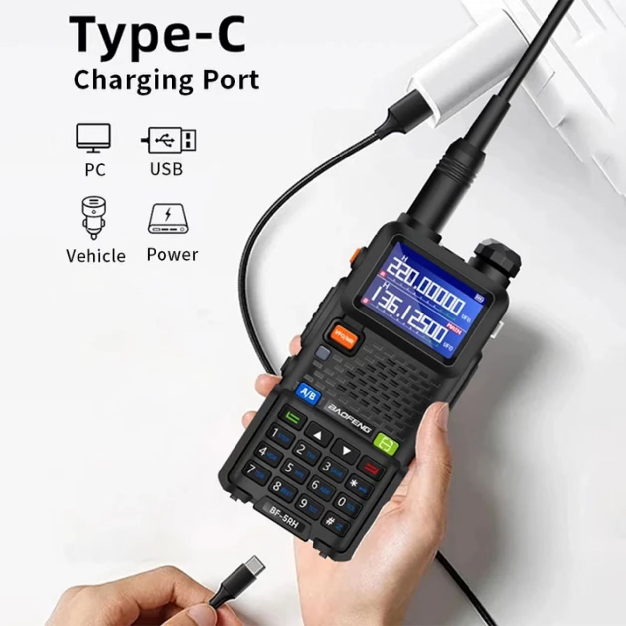 UV-5RH de walkie-talkie Baofeng/5RM de alta potencia 10W de un solo clic de frecuencia AM línea de aviación de banda completa recorrido sin conductor