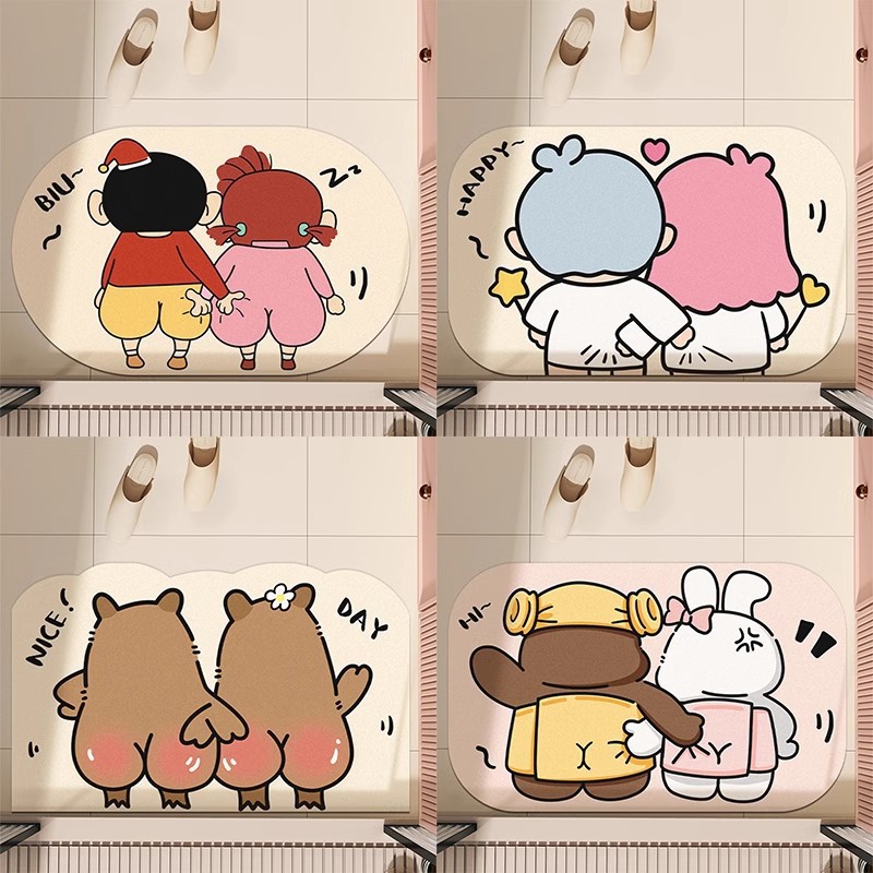 만화 핀치 규조토 진흙 바닥 매트, 욕실 바닥 매트, 욕실 흡수성 미끄럼 방지 발 매트, 현관 문 매트 재고 있음