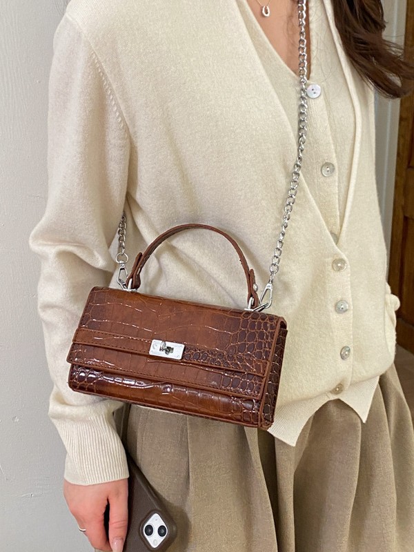 Nicho de alta sensación bolso de mano para mujeres 2026 nueva textura de cocodrilo Kelly bolso ligero lujoso estilo extranjero bolso de mujer