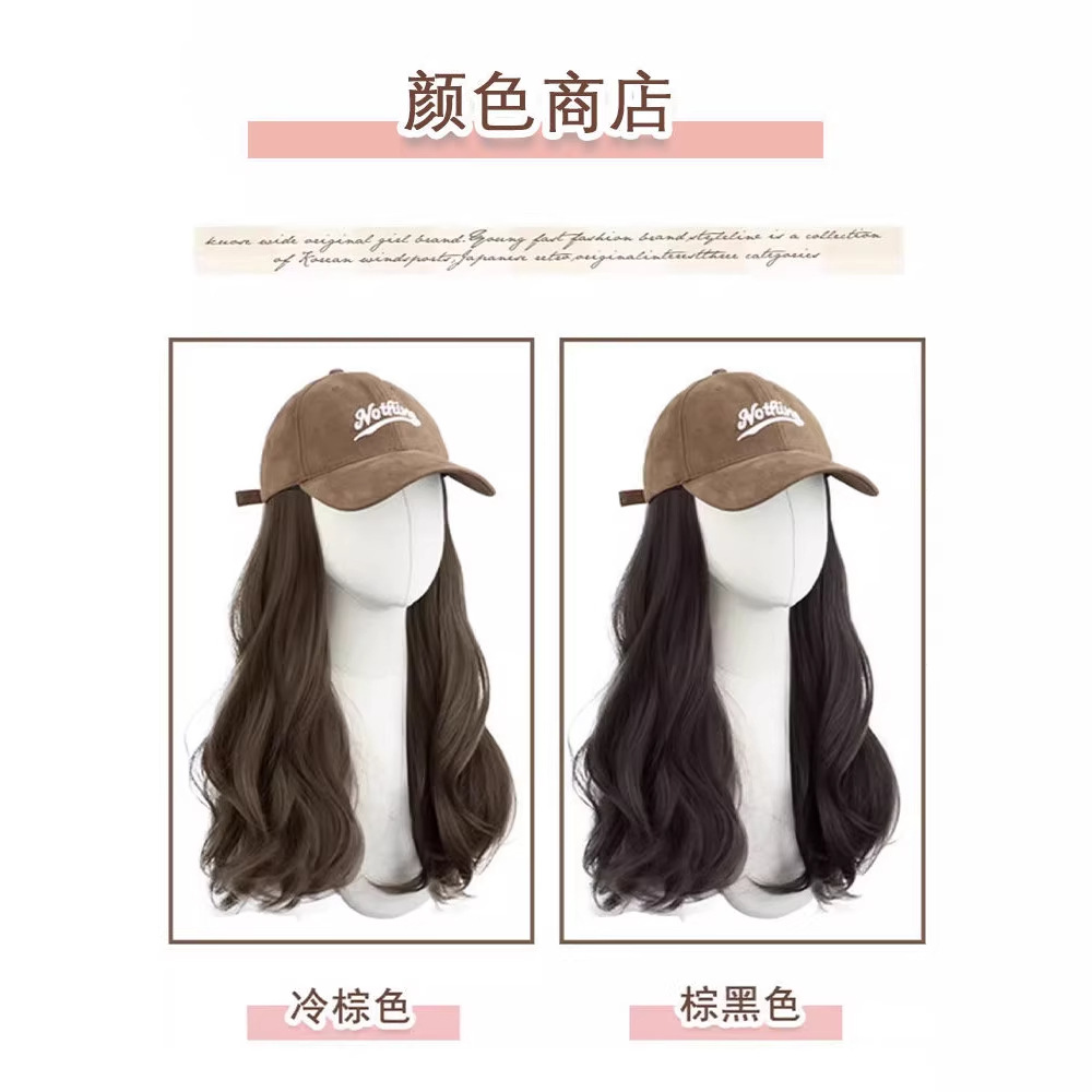 Connie Wavy Hair Hat with Integrated Faux Hair and Large Brim Baseball Cap - Stylish New Version with Oversized Visor