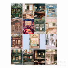 欧式复古街角小店系列帆布画印刷海报水彩风咖啡馆面包店书店装饰