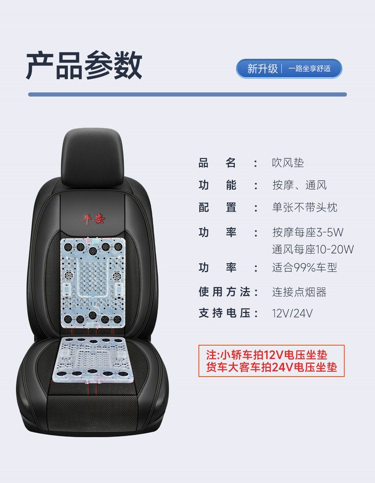 New Car Ventilation Seat Cushion Mesh Fabric with Cooling and Breathable Features, Massage Seat Cushion with Fan, One-Piece Wholesale