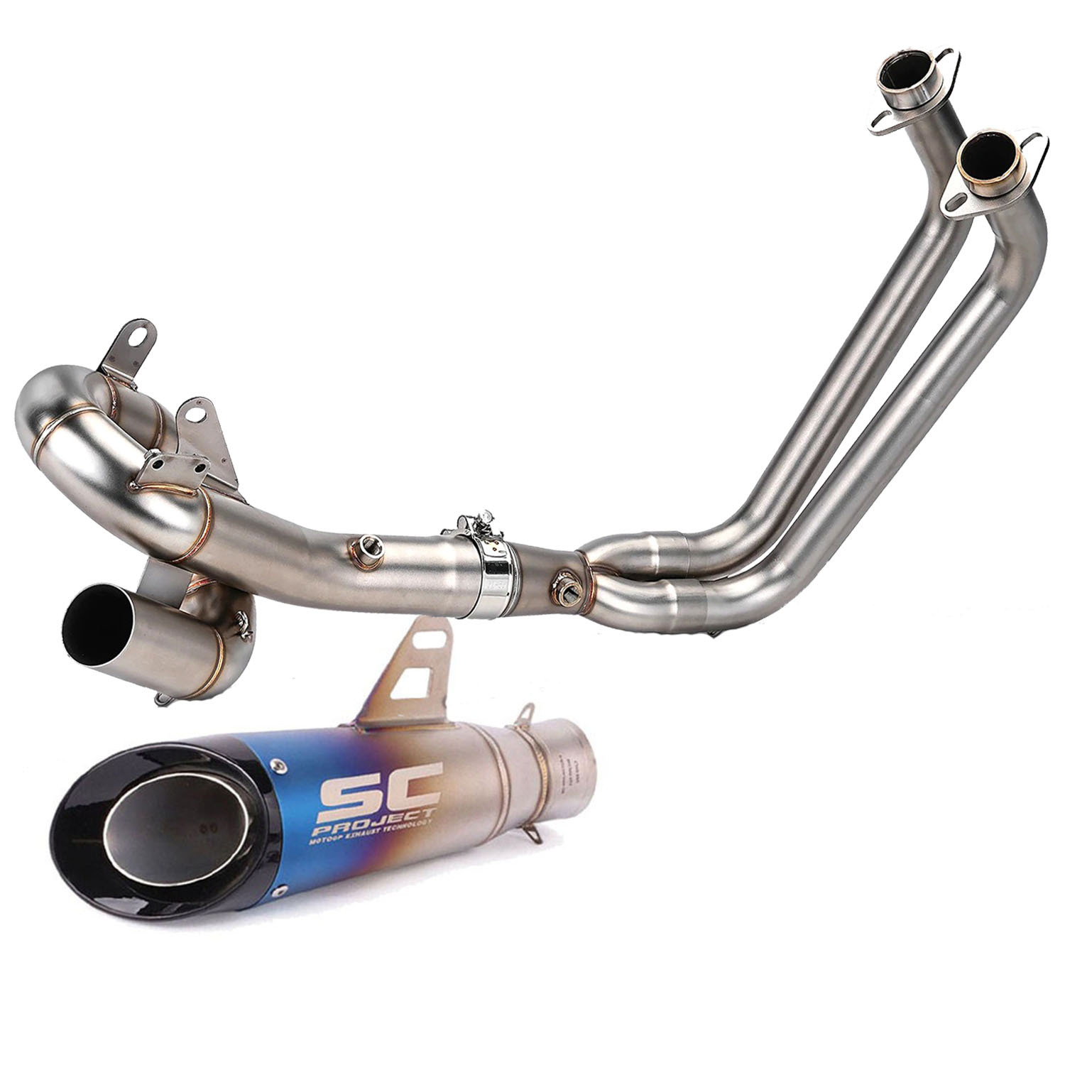 Suitable for MT-07 XSR700 14-25 motorcycle modified exhaust pipe front section with swirl MT07 exhaust pipe tail throat