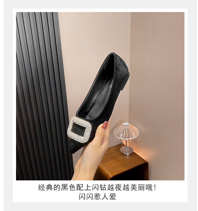 Giày búp bê nữ mũi nhọn đính đá lấp lánh gót thấp 1–3 cm — Màu bạc, Màu mơ, Màu đen chi tiết 9