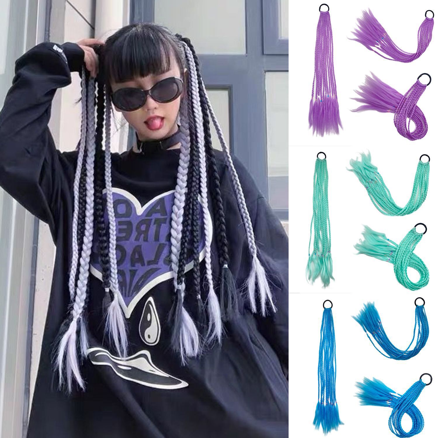 Fluorescence dreadlocks with pigtail