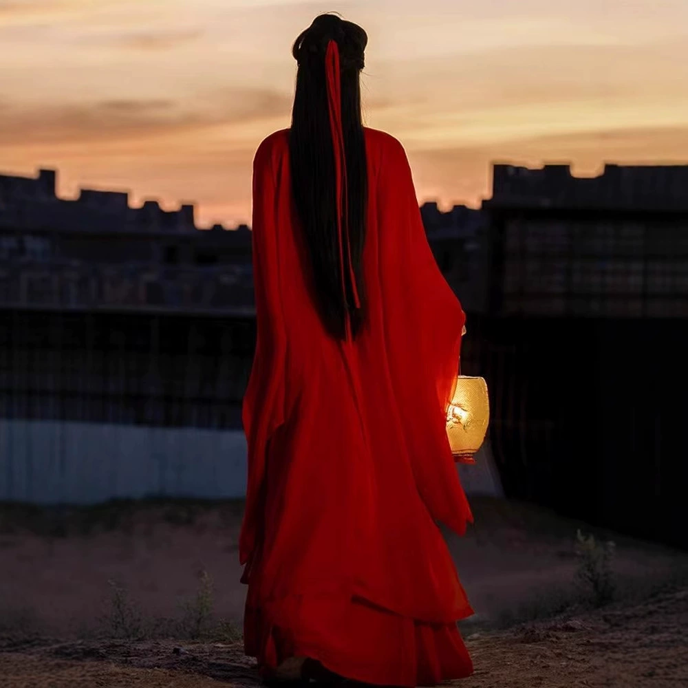 [Fenghua несравненные] Вэй Цзинь Фэн Хань костюм женский элегантный супер сказочный красный костюм с большими рукавами