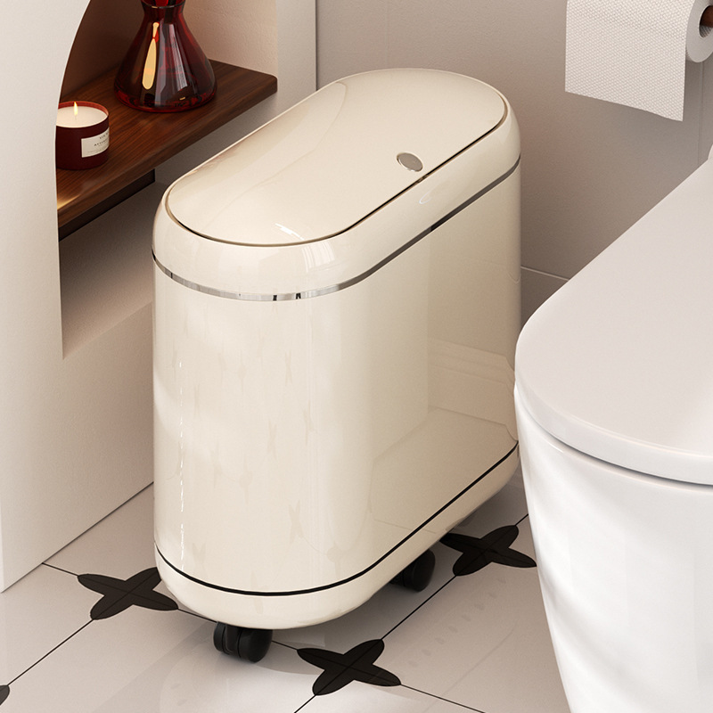 Narrow Gap Trash Can with Lid, Large Size for Home Use, High-End Luxury Feel, Suitable for Bathroom, Living Room, Kitchen, Bedroom, and as a Paper Basket