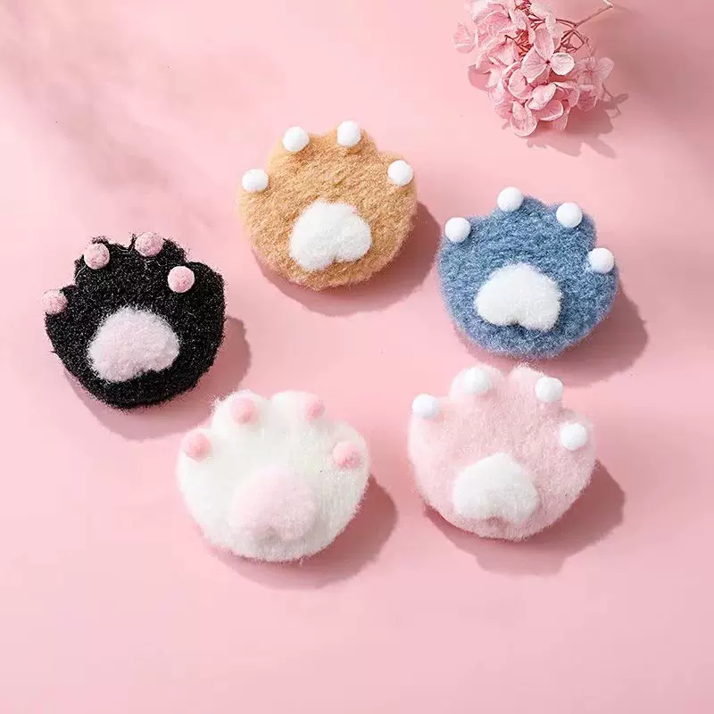现货diy卡通毛绒猫爪鞋服饰配饰品ins软萌熊掌超声波压花辅料批发