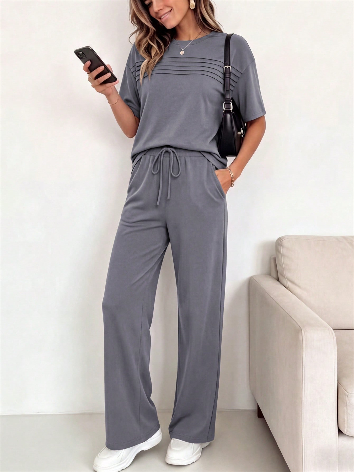 Women's Clothing Women's Spring/Summer Short-Sleeved Two Piece Set Fashion Trendy Casual Goods For Formal & Casual For Women_ecoleips.com