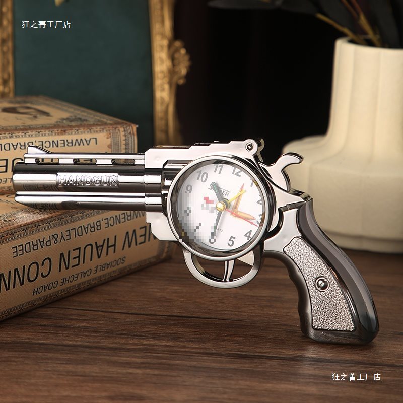 Pistol Alarm Clock Model Ornaments Living Room Room Decoration Chinese Style Graduation Season Small Gifts for Male and Female Students Retro