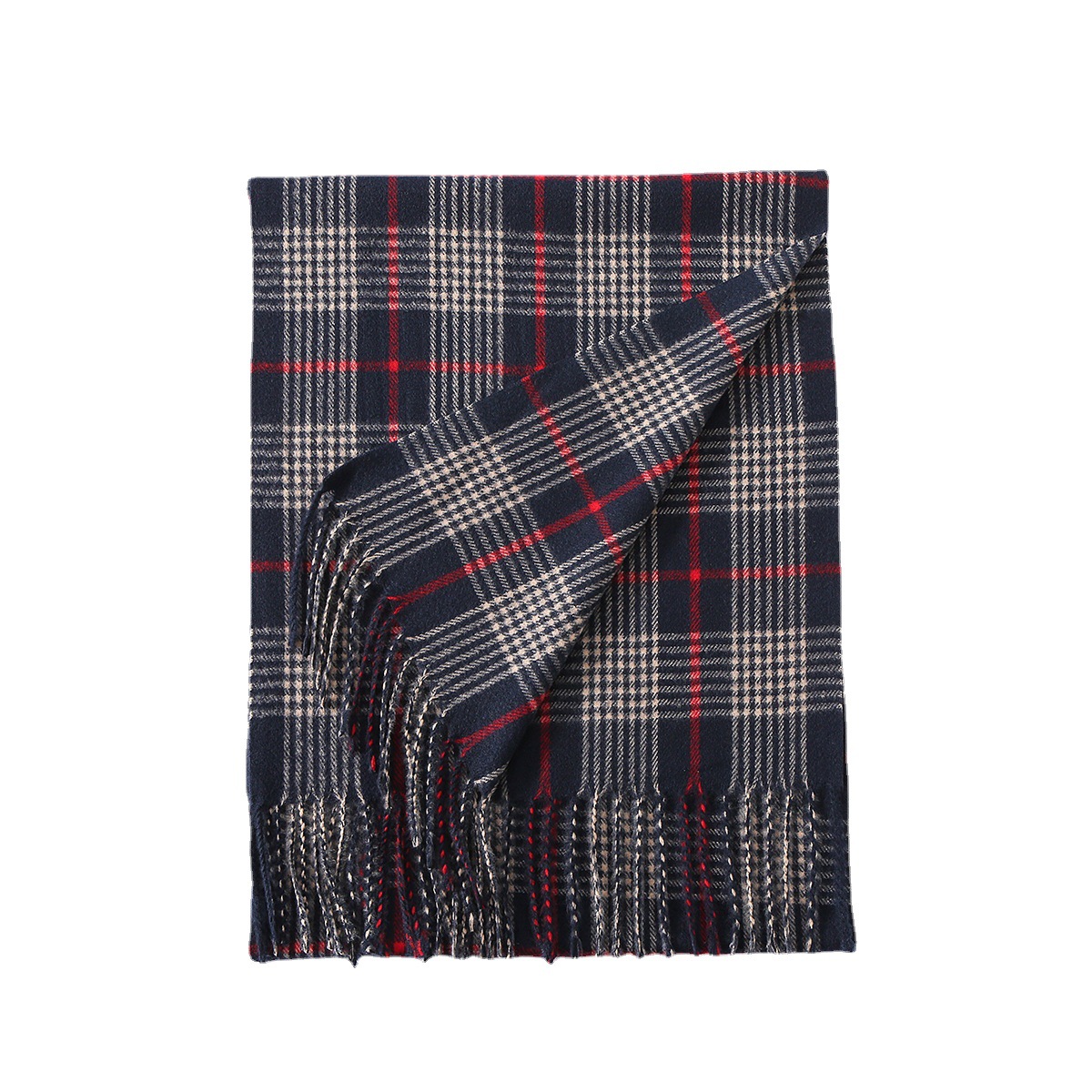 Bufanda de hombre en blanco y negro a cuadros británicos de cachemira como otoño e invierno estilo coreano chal versátil cálido bufanda de doble cara regalo de los niños