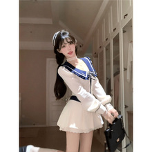航海梦想家甜美可爱学院风连衣裙裙裤套装甜辣小众设计感衬衫短裙