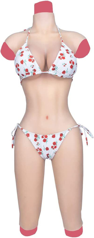 Five-point jumpsuit fake chest dress artificial breast fake mother hip long tights C- G Cup filled liquid gel hip lifting