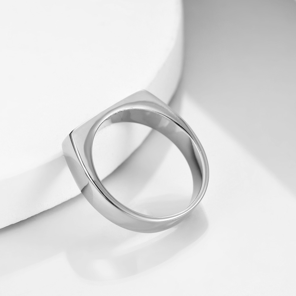 Simple Style Geometric Number Titanium Steel Plating Rings 1 Piece