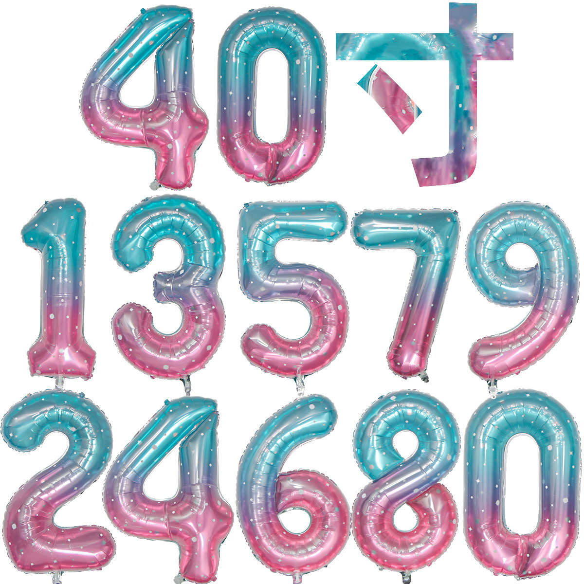 Globo de aluminio digital de 40 pulgadas, globo de aluminio con números grandes, versión delgada de 90 cm, varios colores de globos con números