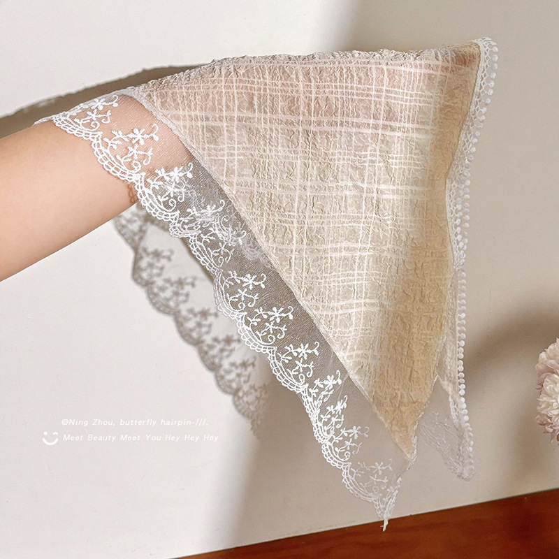 Turbante de encaje blanco para mujeres primavera y verano viajes al mar bufandas de cabello bufandas de seda para el cabello una banda de cabello tocado