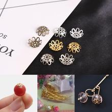 DIY仿银饰品配件 小中大号金属花帽压花底托批发按包出售