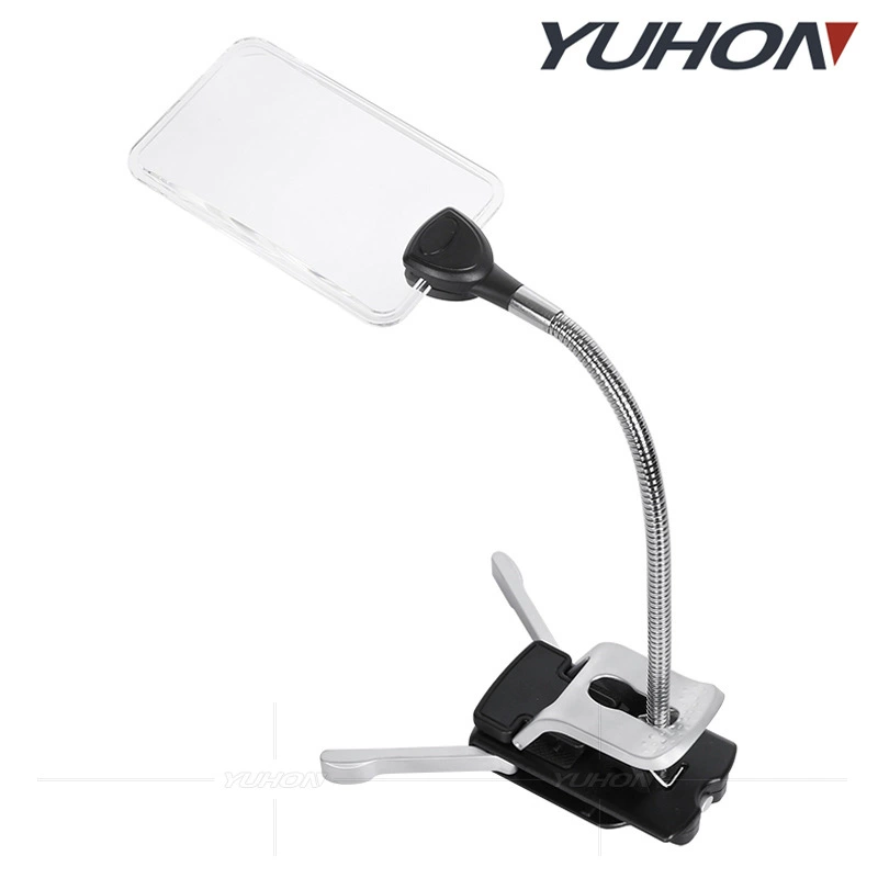Прямоугольная Настольная лампа с двойным увеличением в 5-15 раз, Настольная Светодиодная лампа двойного назначения, увеличительное стекло для чтения газет, ремонт, микрорельефная резьба