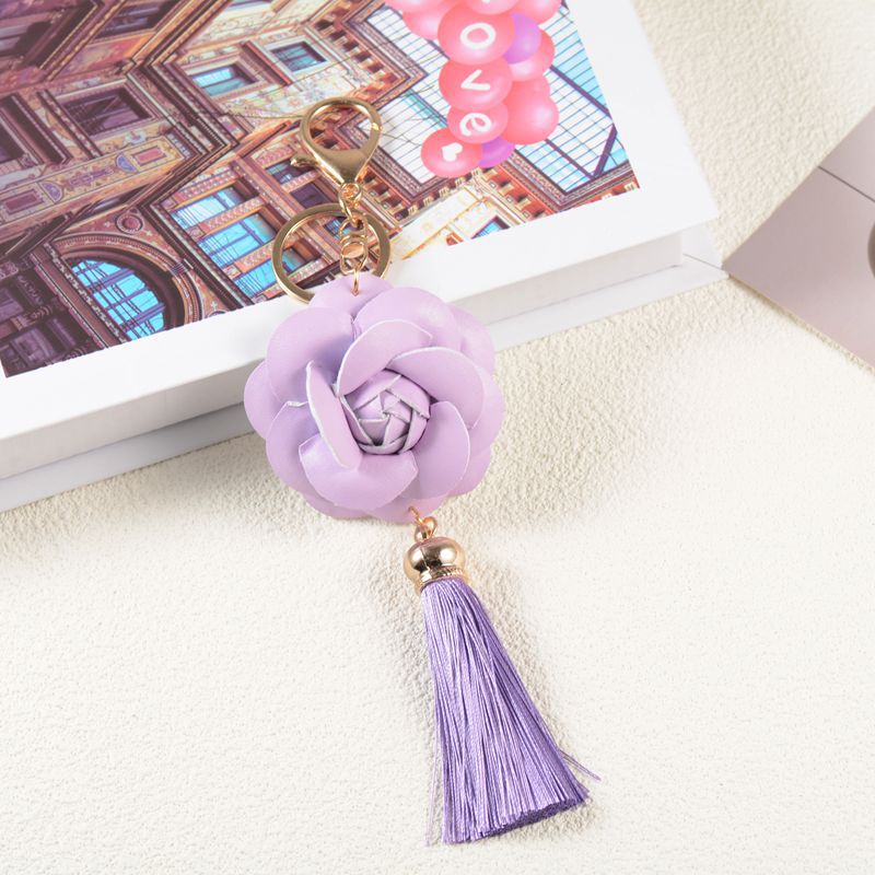 Pu Leather Material Flower Pattern Vintage Style Simple Style Flower Pu Leather Unisex Bag Pendant Keychain