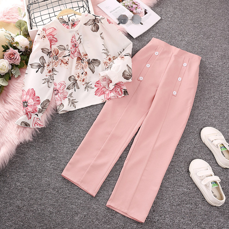 Mädchen Set Mit Bedrucktem Langarmshirt Für Den Frühling_voghion.com