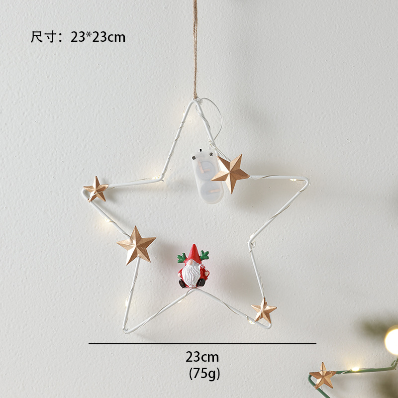 Decoración transfronteriza de Navidad decoración pentagramas luna luminosa lámpara de resina de hierro forjado colgante de pared de Navidad