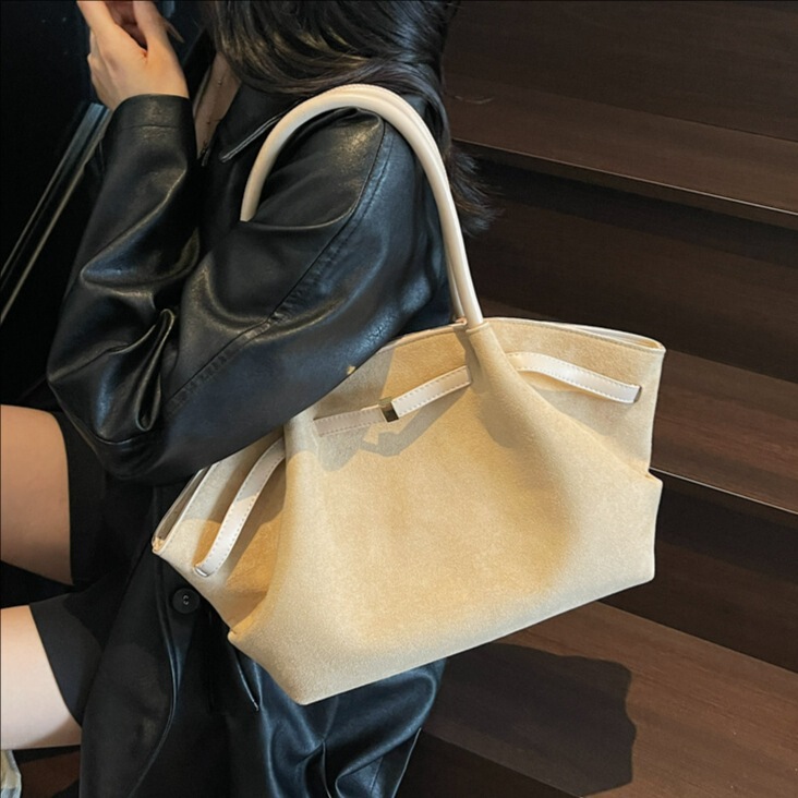 Cross-Border Popular Matte Suede Shoulder Bag Women's Handbag 2026 New Large-Capacity Tote Bag