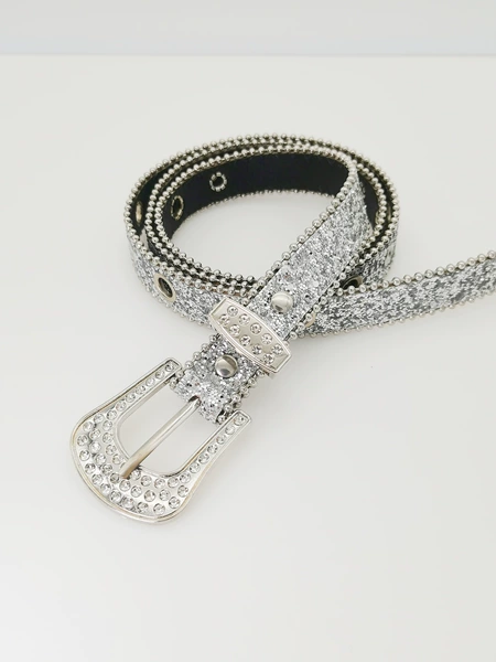 Silver 2.3 width (gold powder belt with rhinestone buckle)