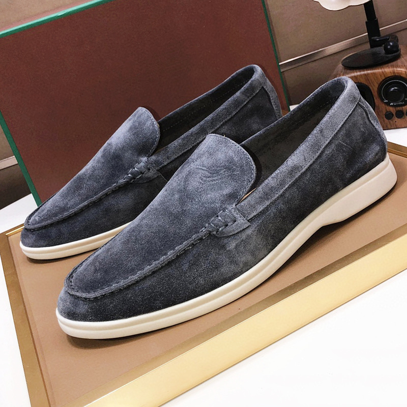 Italian Suede Slip-On Lp Loafers Flats Casual Lazy Men's Shoes Stepping on Si Couple Shoes Men's and Women's Shoes