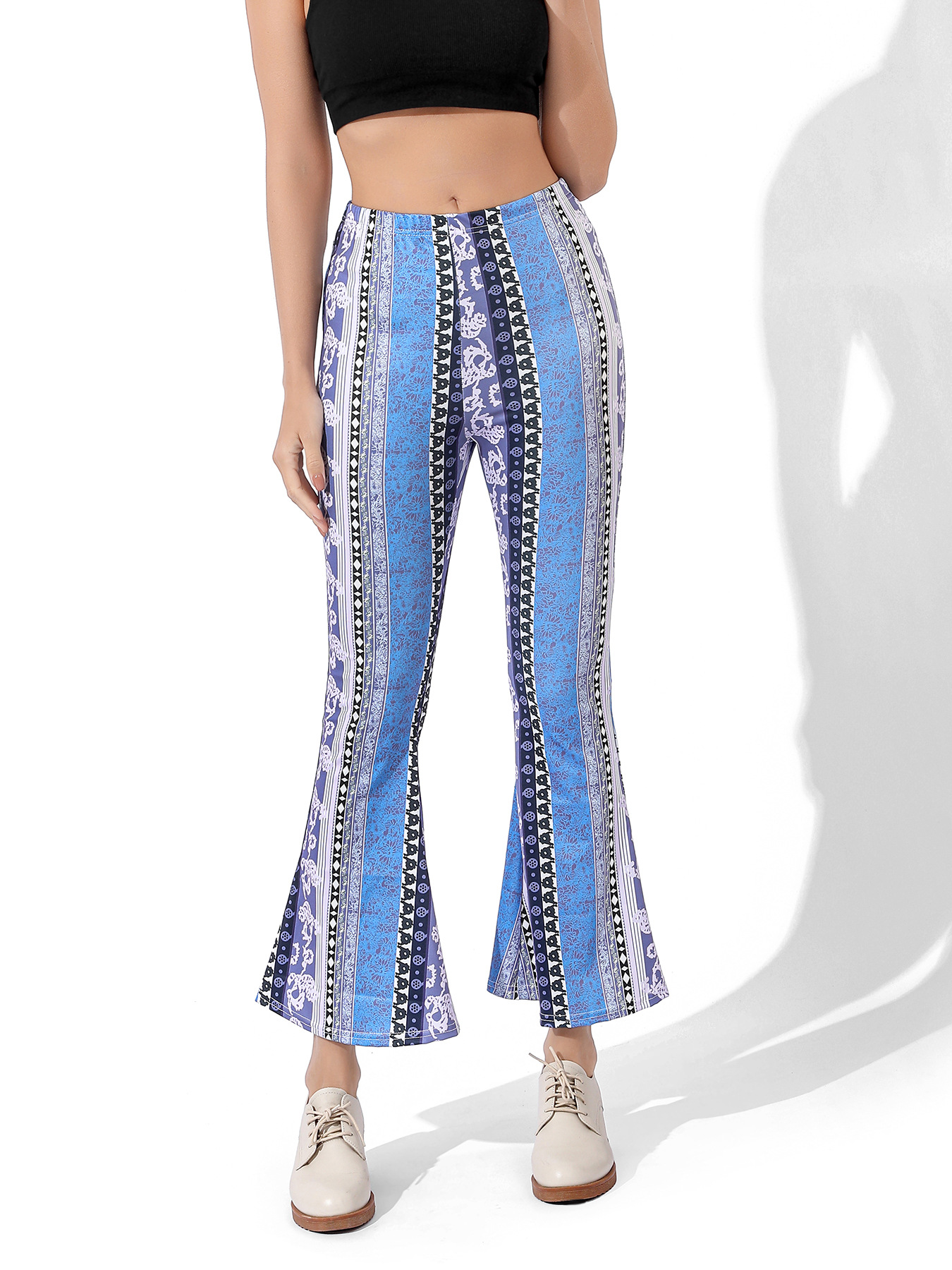 Pantaloni da yoga da donna stampa digitale elasticizzati allenamento per la danza shopping casual piccoli pantaloni da yoga freschi leggings con fondo a zampa d'elefante_voghion.com