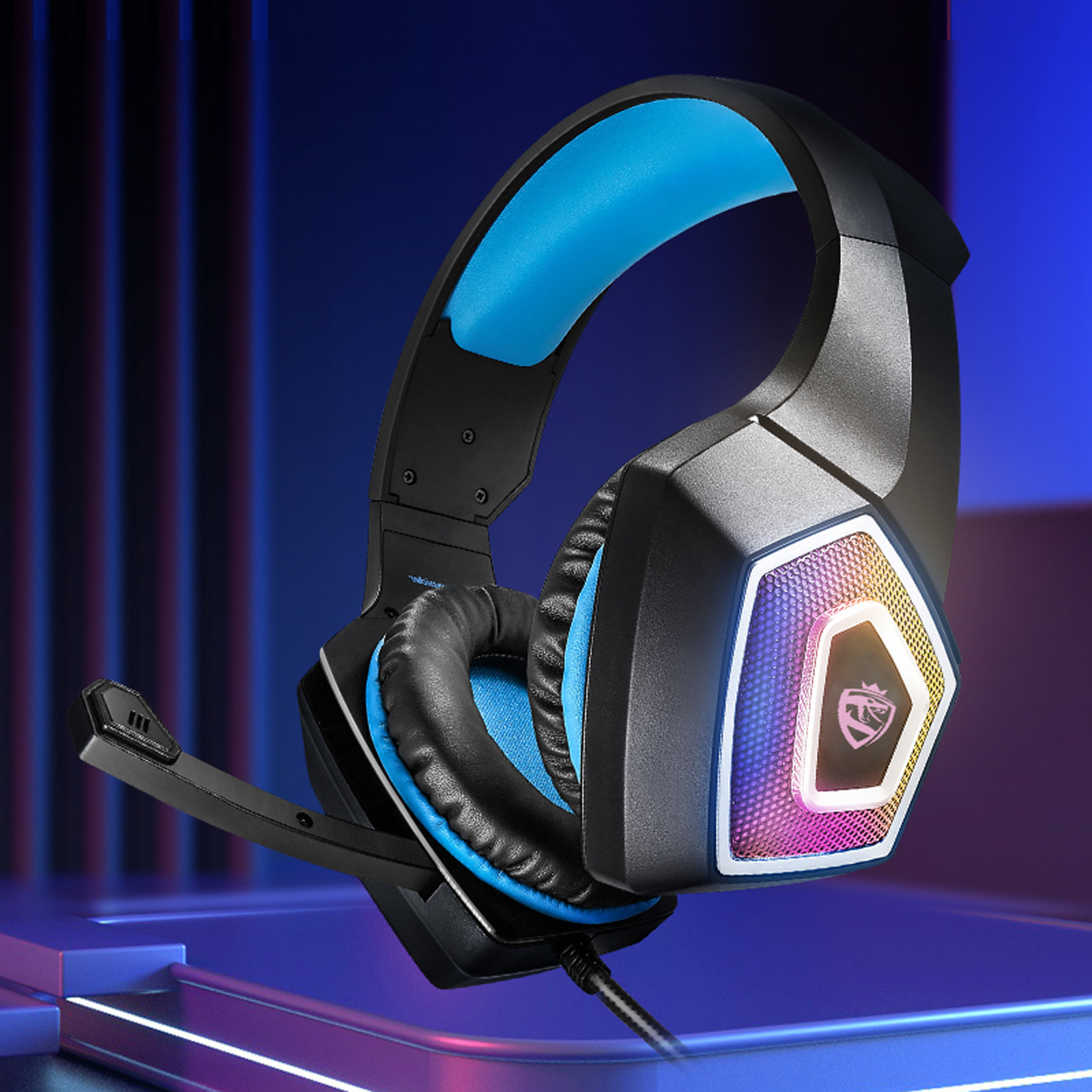 Cross-border V1 Headset Gaming Ear RGB Wired Headphone Computer Subwoofer Headphone Wholesale