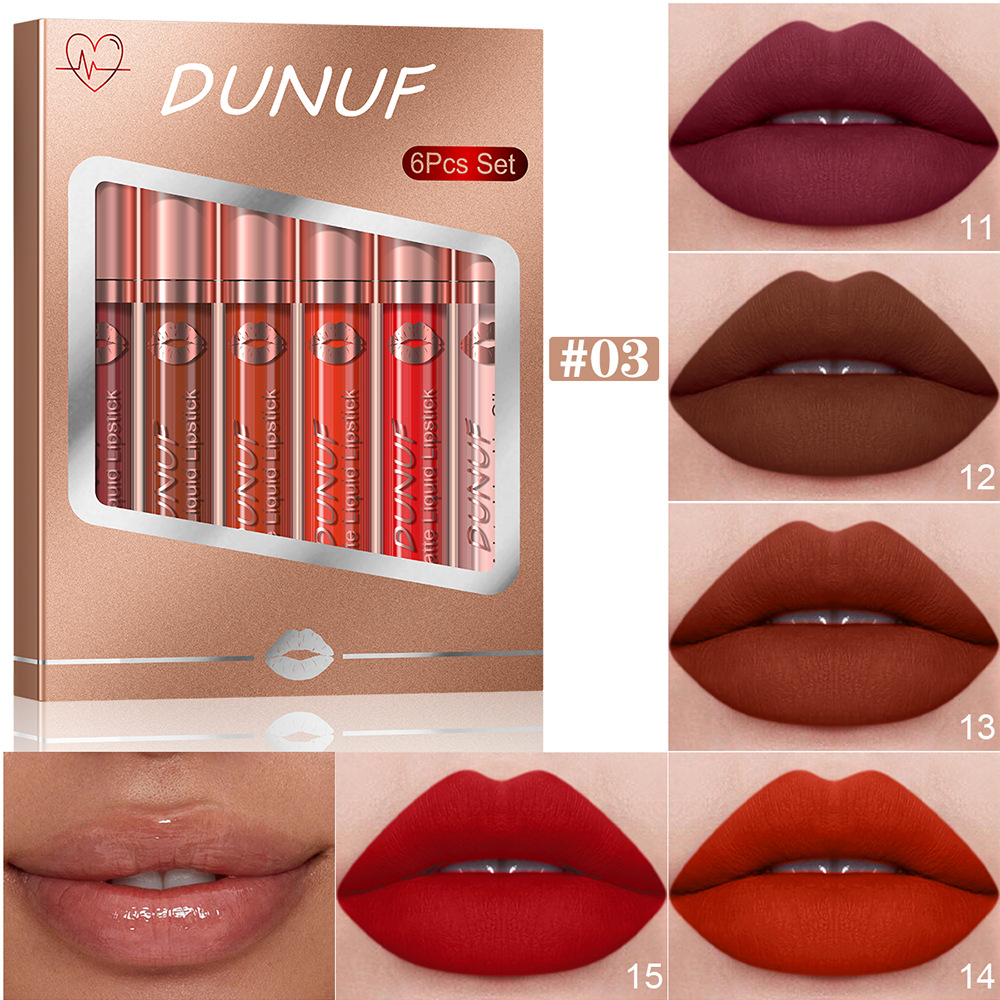 Check out DUNUF 6-tube matte waterproof long-lasting lip gloss lipstick! Disclaimer for links undefined