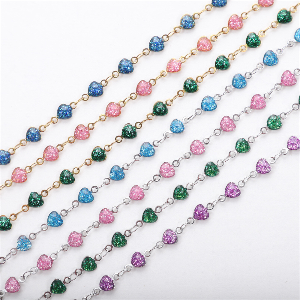 Chain Jewelry Making Type 1 Piece 304 Stainless Steel Cable Chain Bracelets Chain Sweet Heart Shape