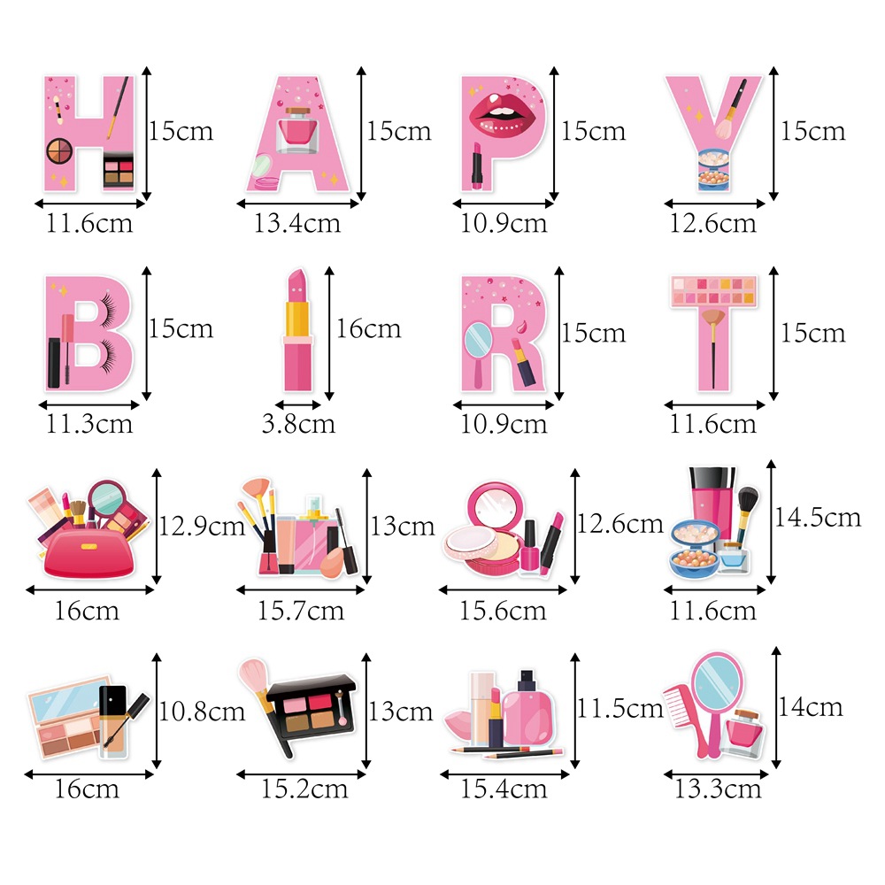Nueva decoración de fiesta de cumpleaños maquillaje conjunto de temas de maquillaje decoración de fiesta de cumpleaños tarta de bandera