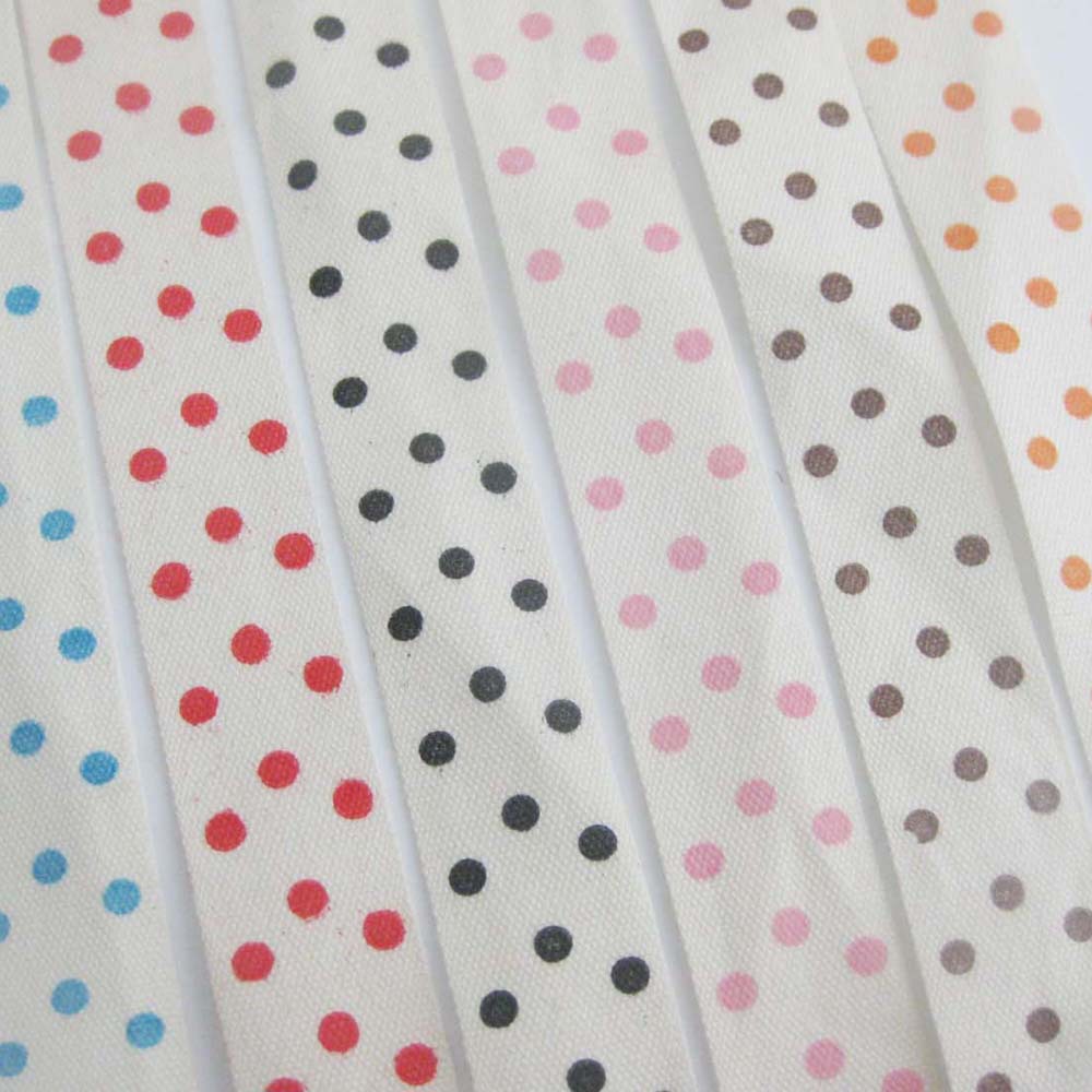 现货批发1.5公分印彩色点点全棉织带 印刷纯棉包边带 饰品配件