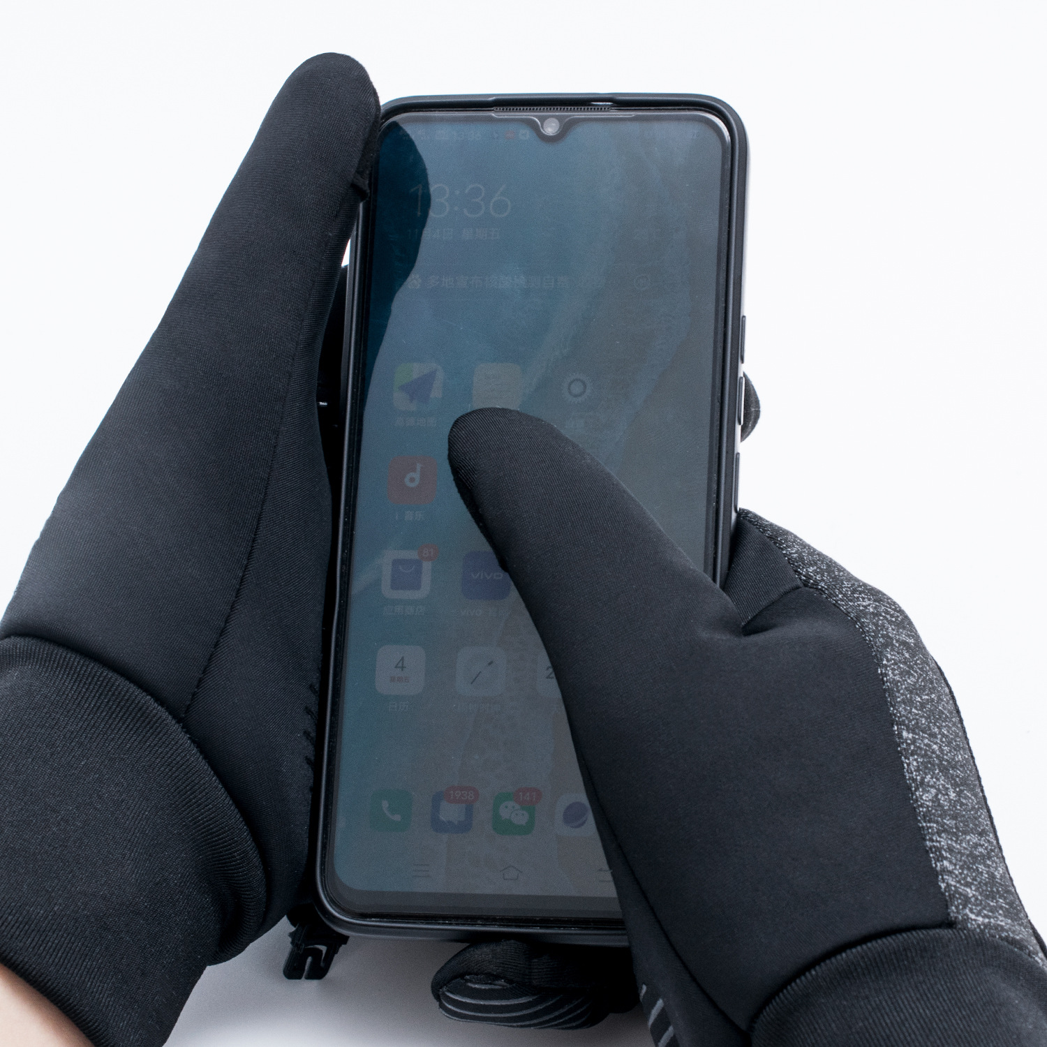 Transfronterizo fabricantes negro ciclismo al aire libre guantes térmicos a prueba de viento antideslizante guantes de bicicleta unisex carretera