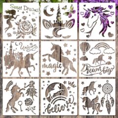国境を越えた新しいユニコーンテーマ絵画テンプレートPET透かし漏れ板DIY手描き落書き塗装モデル