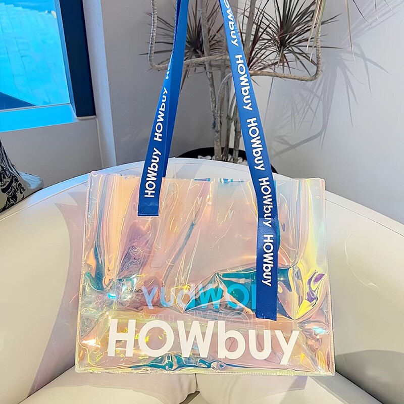 Free Sample Pvc Jelly Bag Pvc Laser Bag Tote Bag Transparent Gift Shopping Square Bag