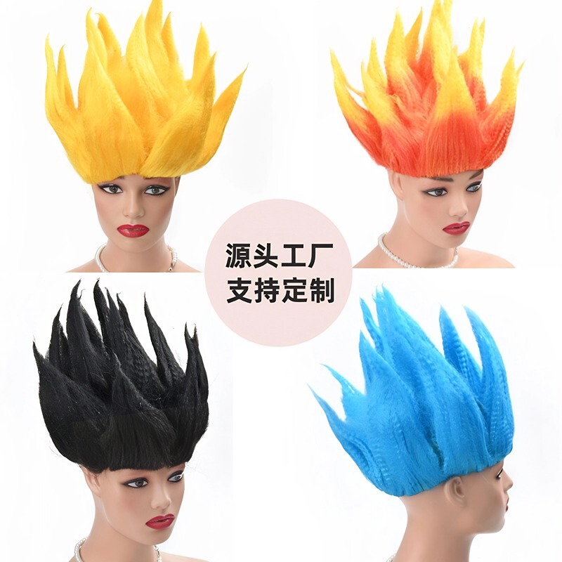 Dragon Ball Goku Wig Flame Head Super Saiyan cos Lotus Head Makeup Performance Ball Wig Headgear