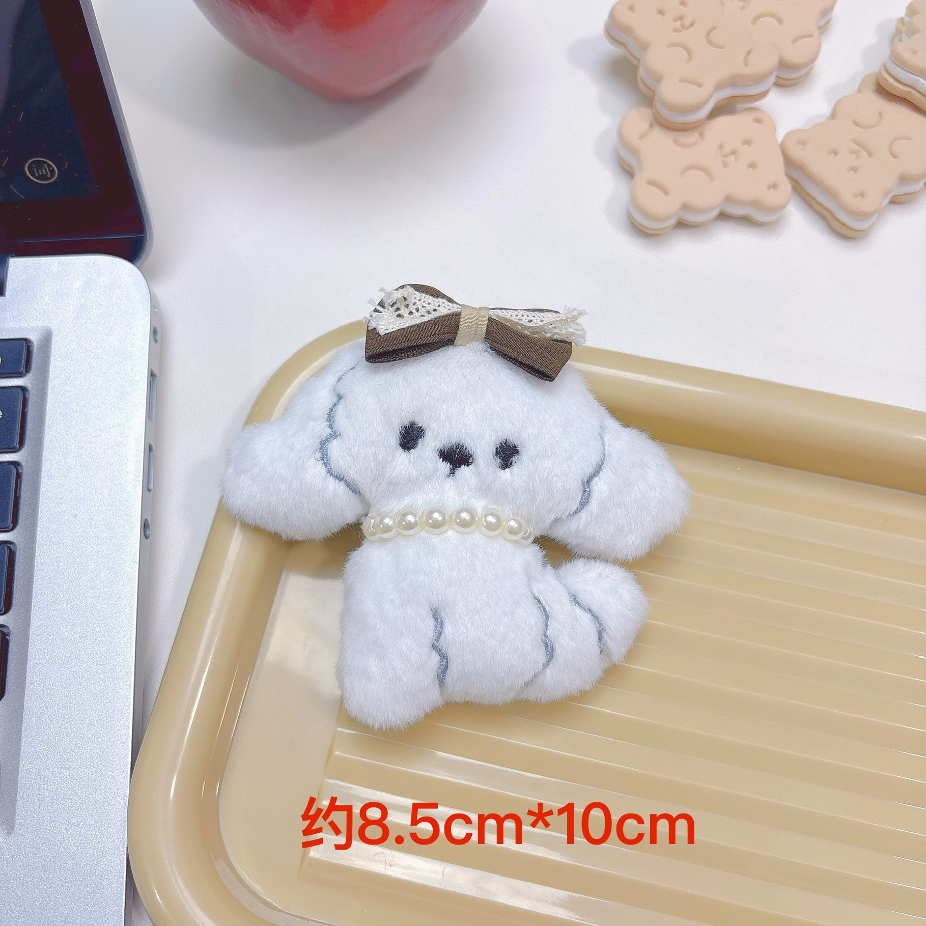 Cartoon plush cute doll, keychain with bow