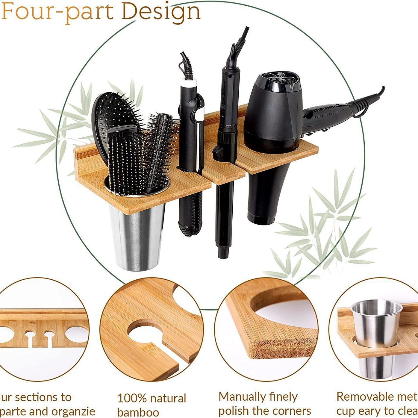 Стеллаж для хранения из цельного дерева бамбуковый фен для ванной комнаты простой кронштейн Бытовой настенный деревянный бигуди для волос деревянная стойка