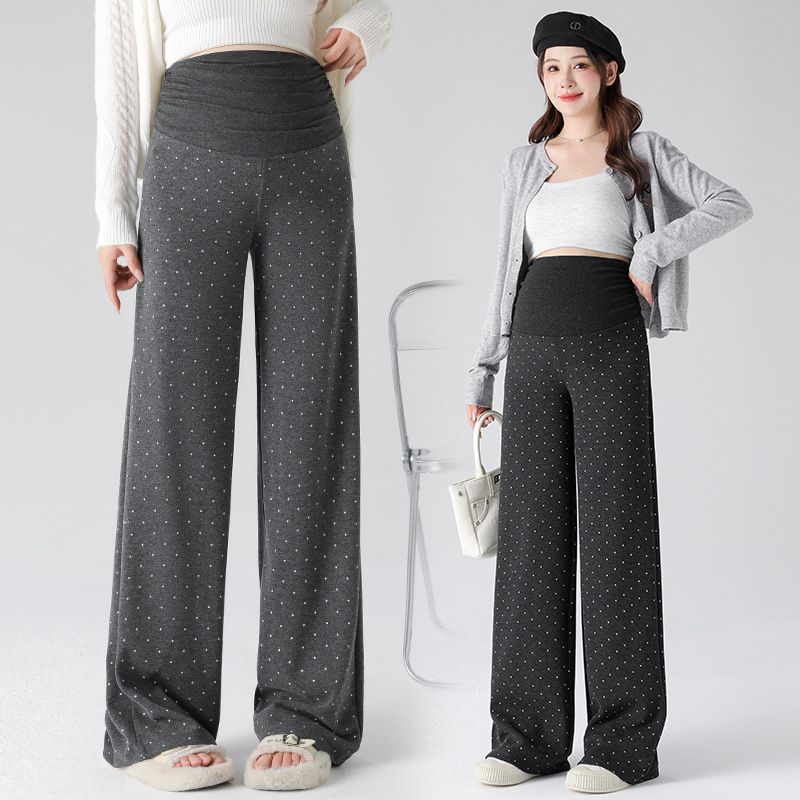 New autumn maternity pants for outer wear, loose and versatile, cashmere, no belly support, Korean style, polka dot, straight-leg trousers New autumn maternity pants for outer wear, loose and versatile, cashmere, no belly support, Korean style, polka dot, straight-leg trousers