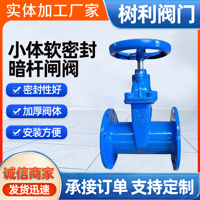 大口径软密封暗杆闸阀手动暗杆Z45X法兰球墨铸铁弹性座闸闸门