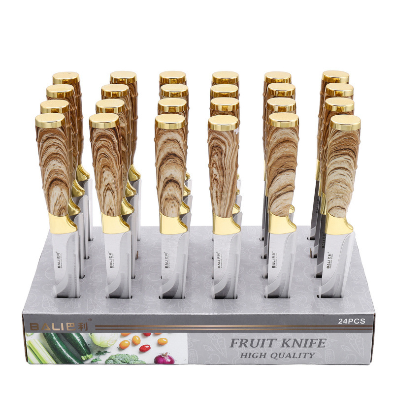 Caja de exhibición de tapa de doble galvanoplastia dorada con mango de grano de madera cubierta por lote (5 pulgadas)