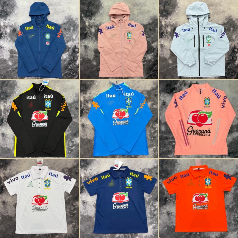 Brazilian series football windbreakers, cotton jackets, street fashion brand with large logo, unisex windbreakers, POLO shirts, casual slim-fit style