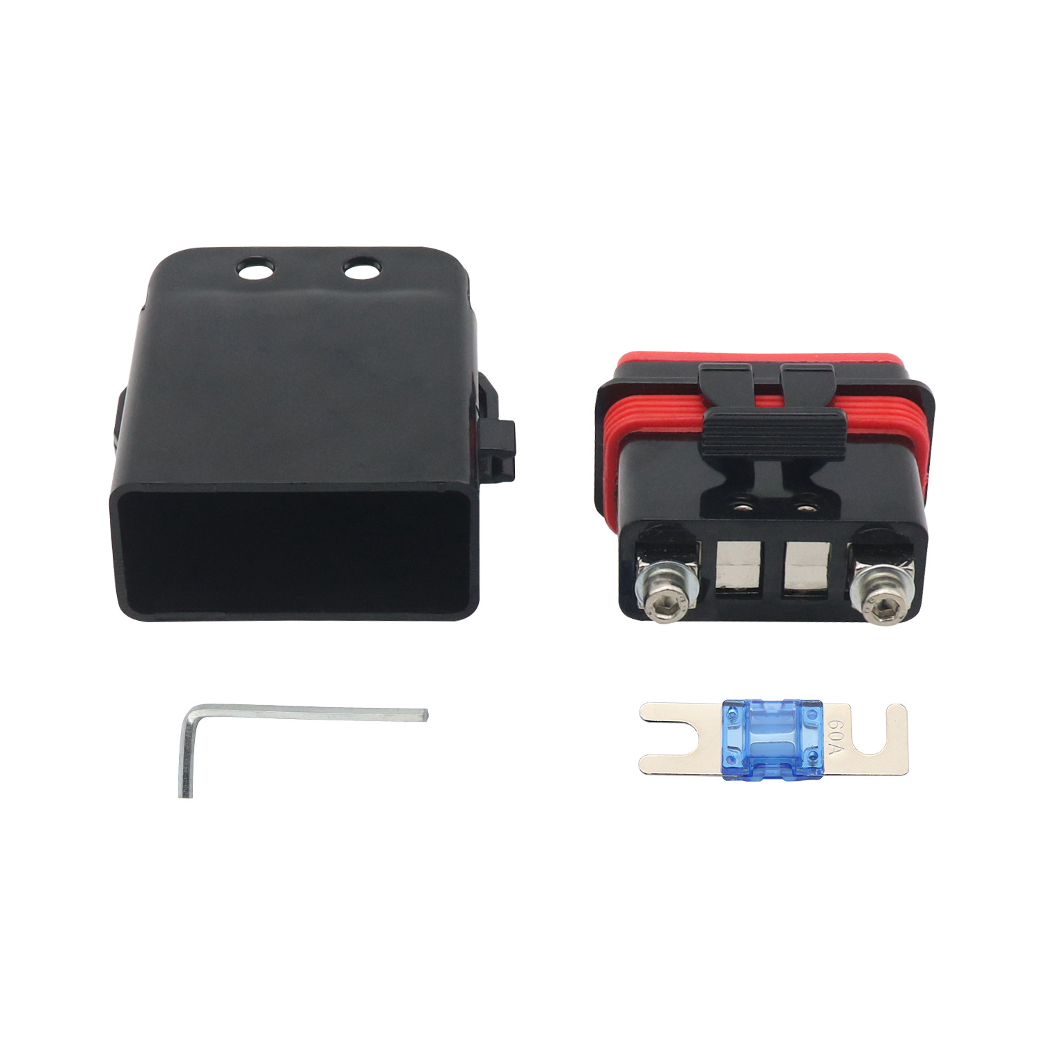 沙滩车摩托车改装迷你一进一出带防水盖保险丝盒 螺栓型保险丝60A