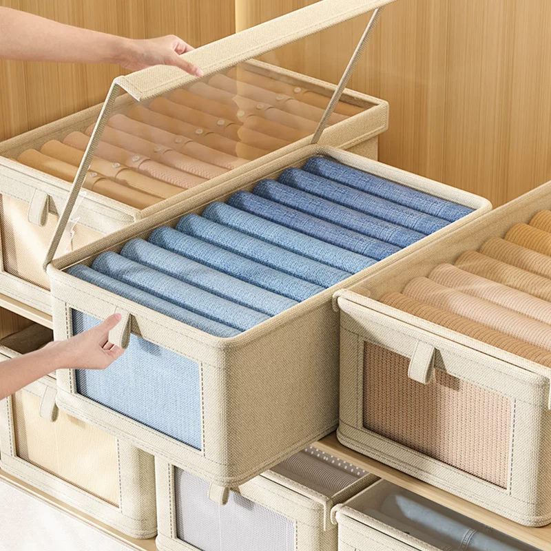 Storage box, storage system, cloth for home use, trousers