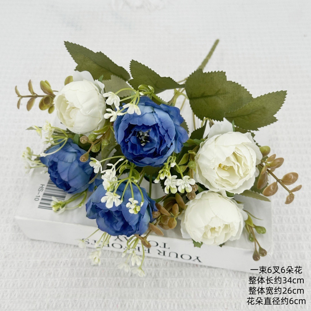 Flor al por mayor imitación de 6 peonía de otoño pequeña peonía artículos de boda decoración para el hogar flores falsas flores hechas a mano flores peonía