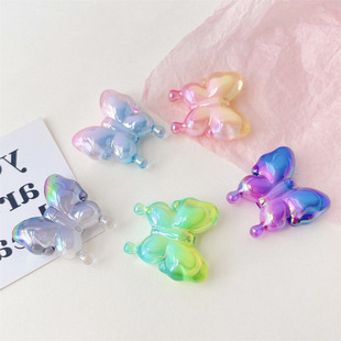 Chen Mingjia High Goods UV Electroplating Magic Color Acrylic Straight Hole Gradient Swallowtail Butterfly Beaded DIY Hair Rope Accessories